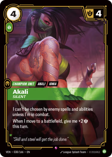 Akali, Silent (V.1 - Rare) 038/166